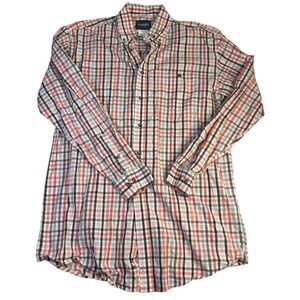 Wrangler Shirt Mens Large Tall Button Up Western Plaid Pink Ribbon